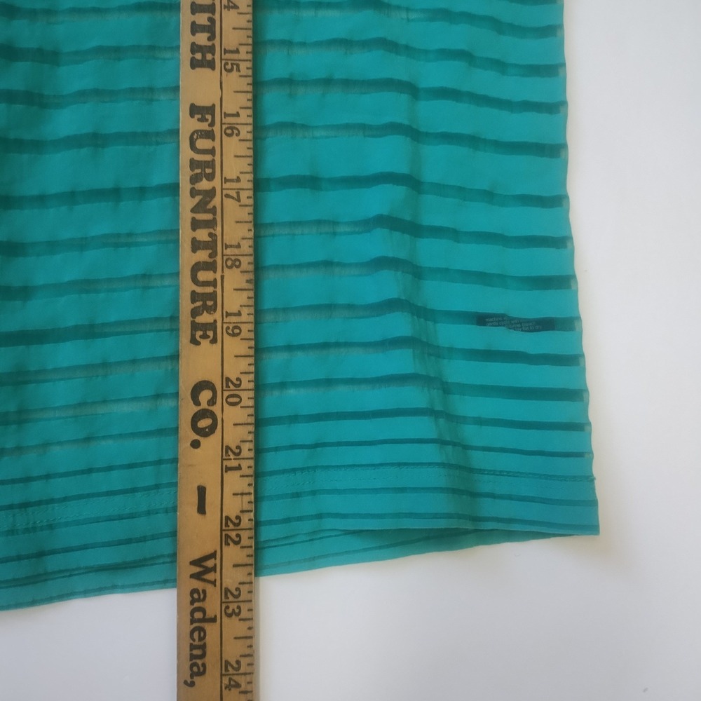 The Limited Sheer Stripe Blouse Women's Medium Teal Zipper Back Chic - Picture 7 of 10